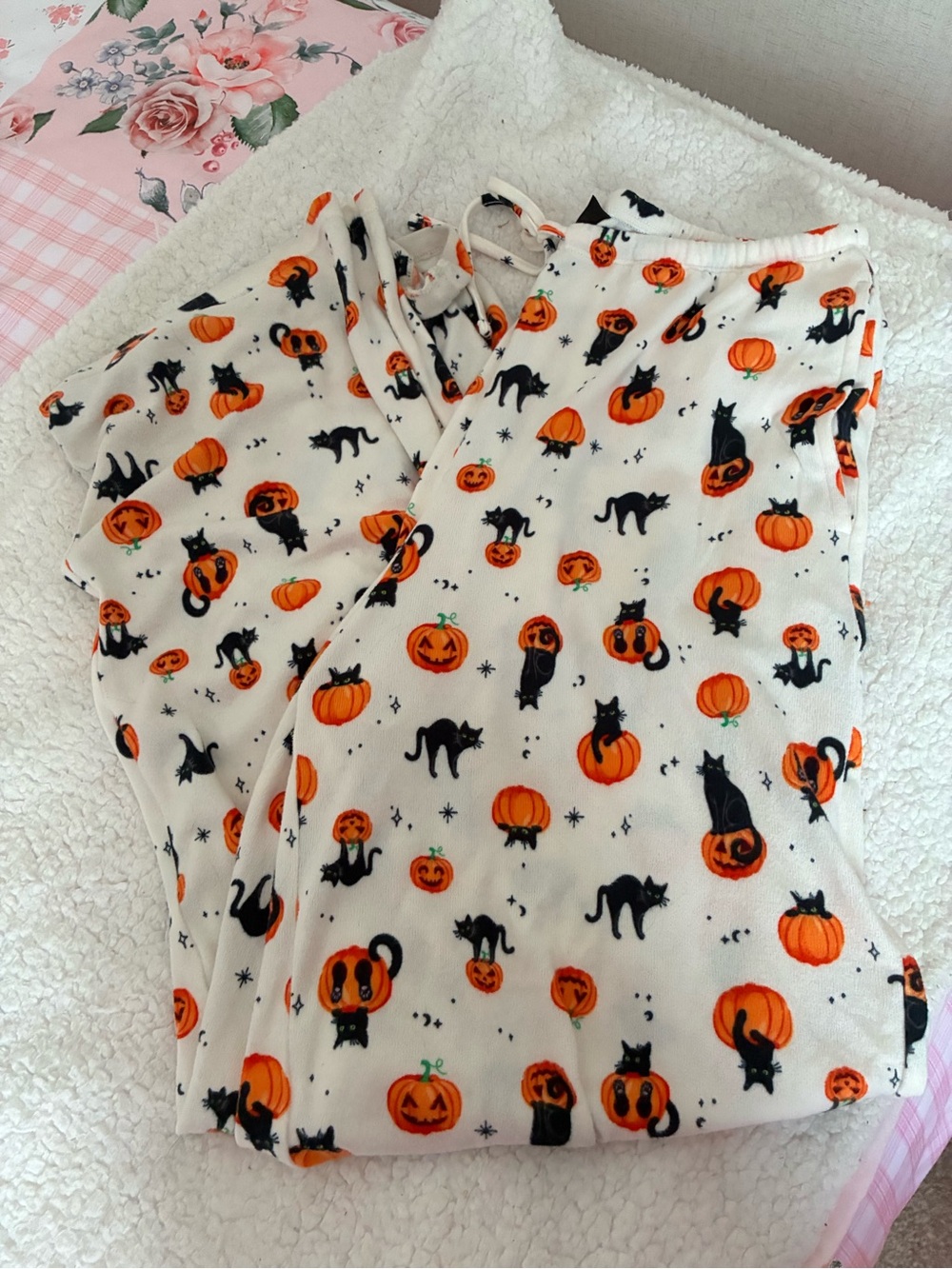 Halloween Pumpkin & Black Cat soft pajama pants